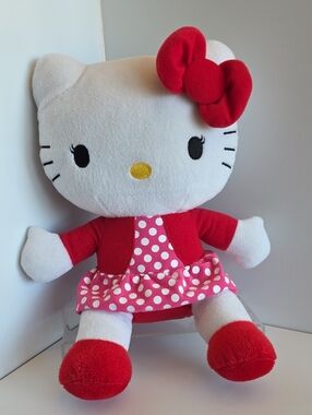 13" Sanrio HELLO KITTY Red & Pink Polka Dot Dress Plush 2012